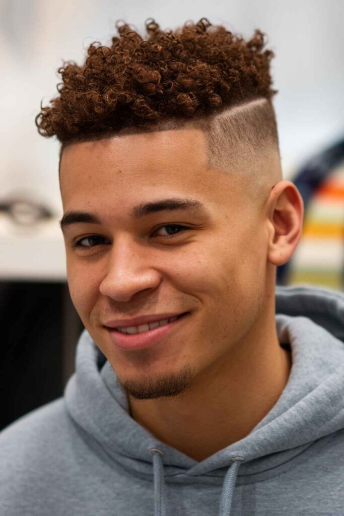 Low Taper Fade for Black Men 2 Burst Low Taper Fade with Curly Top