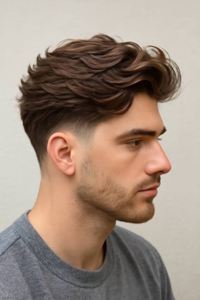 Long Hair Low Taper Fade Ideas 17 Layered Flow with Low Taper Fade