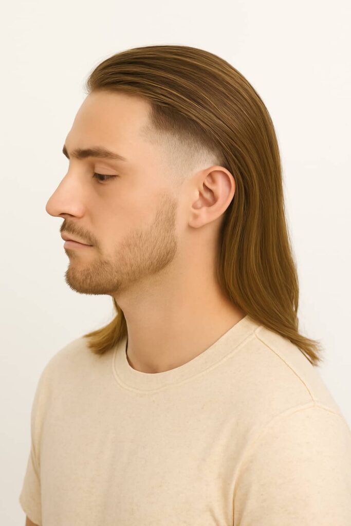 Long Hair with Low Taper Fade