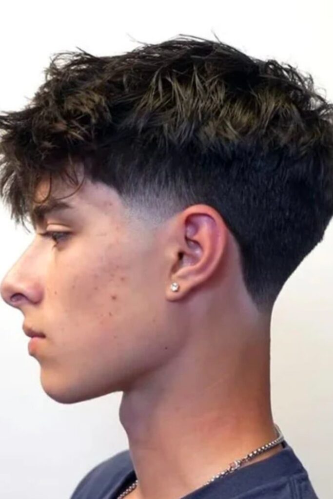 Low Taper Fade for Straight Hair 23 Low Drop Taper with Messy Hair