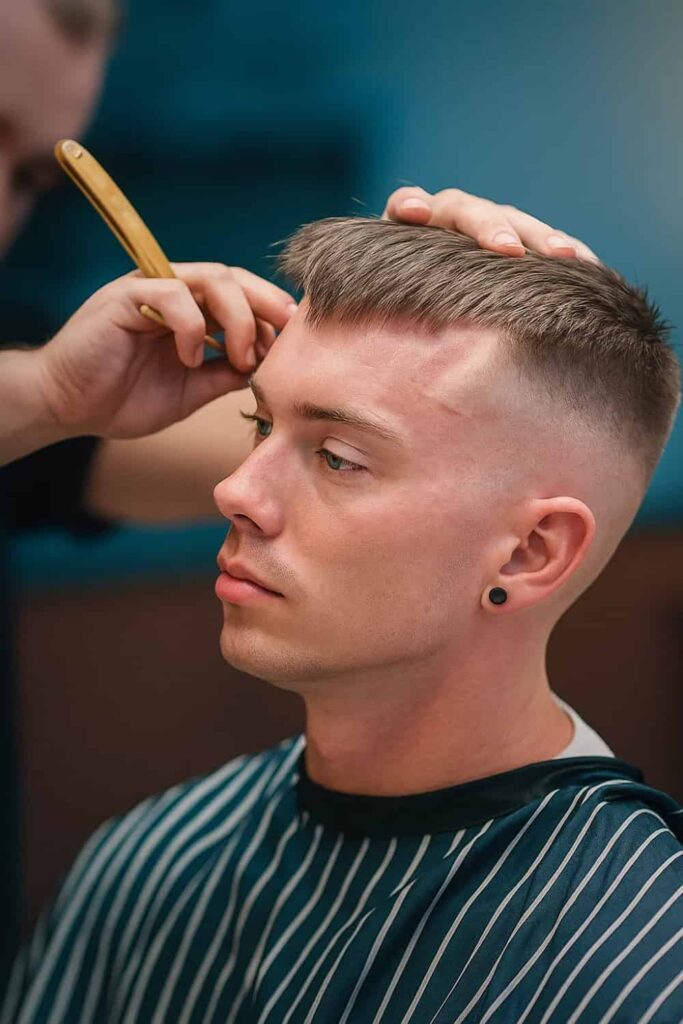 Low Taper Blunt Fringe with Textured Top