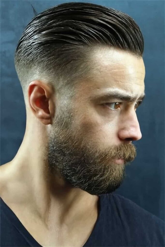 Low Taper Fade Slick Back