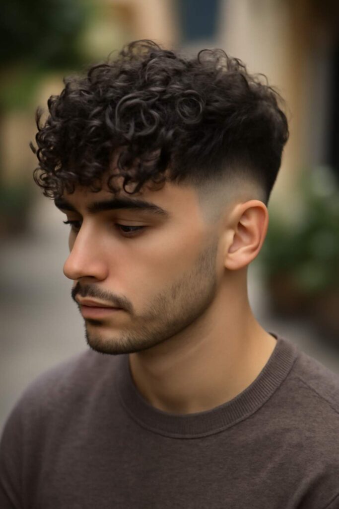Low Taper Fade with Textured Fringe 4 Low Taper Fade with Curly Textured Fringe