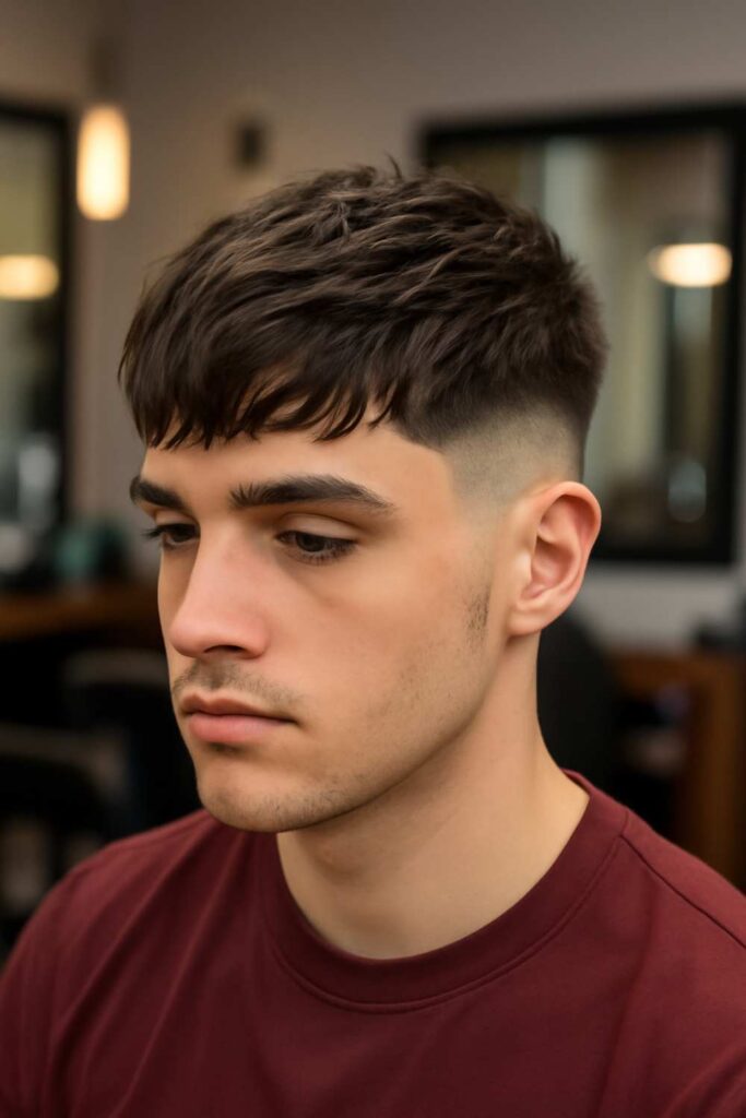 Low Taper Fade with Textured Fringe 12 Low Taper Fade with Layered Textured Fringe