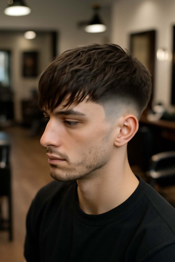 Low Taper Fade with Textured Fringe 5 Low Taper Fade with Long Textured Fringe