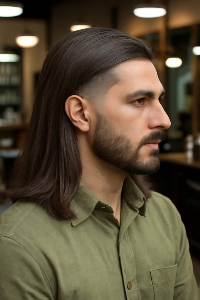 Long Hair Low Taper Fade Ideas 11 Low Taper Fade with Shoulder-Length Hair