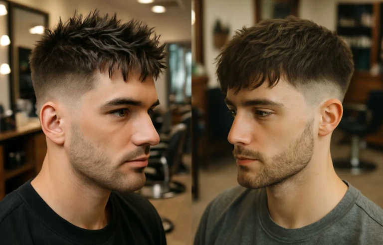 Low Taper Fade with Textured Fringe Haircuts