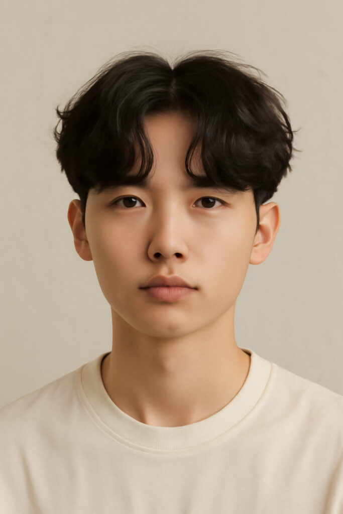 Middle-Parted Fluffy Fringe + Low Taper