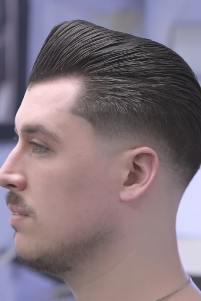Modern Pompadour with Low Taper Fade