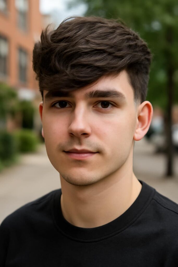 Side-Swept Fluffy Fringe with Clean Taper