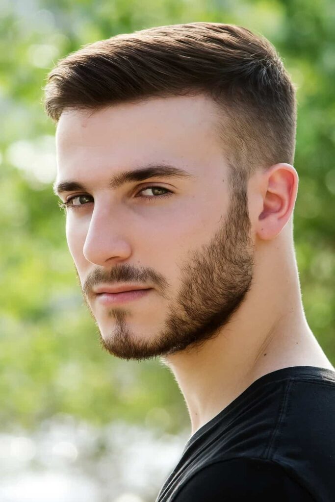 Side Swept Short Hair with a Low Taper