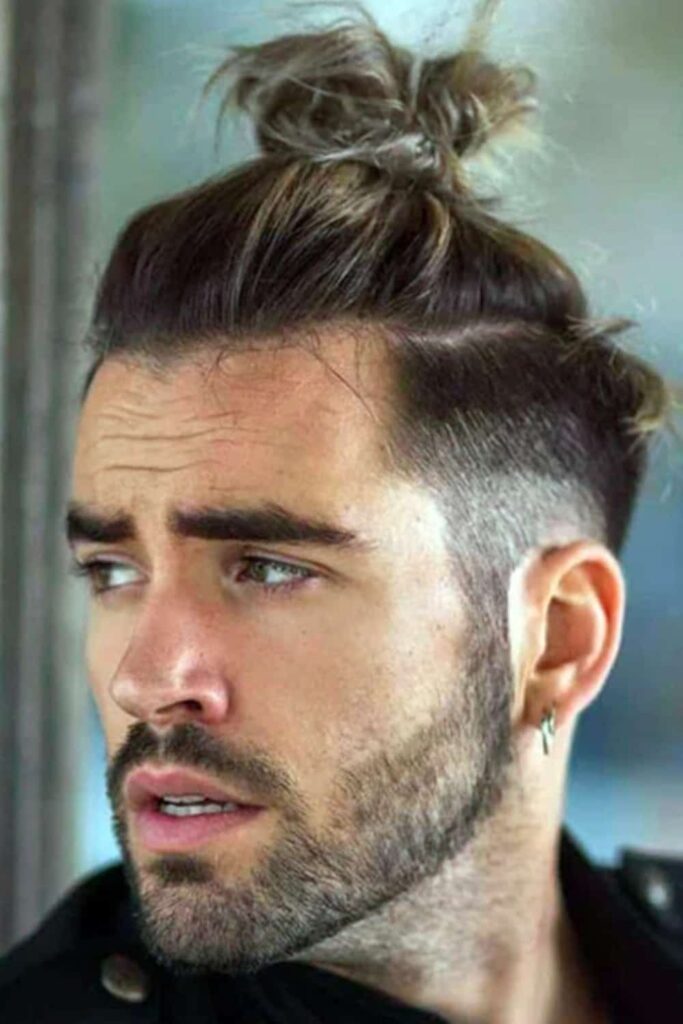 Low Taper Fade for Straight Hair 31 Top Knot with Low Taper Fade