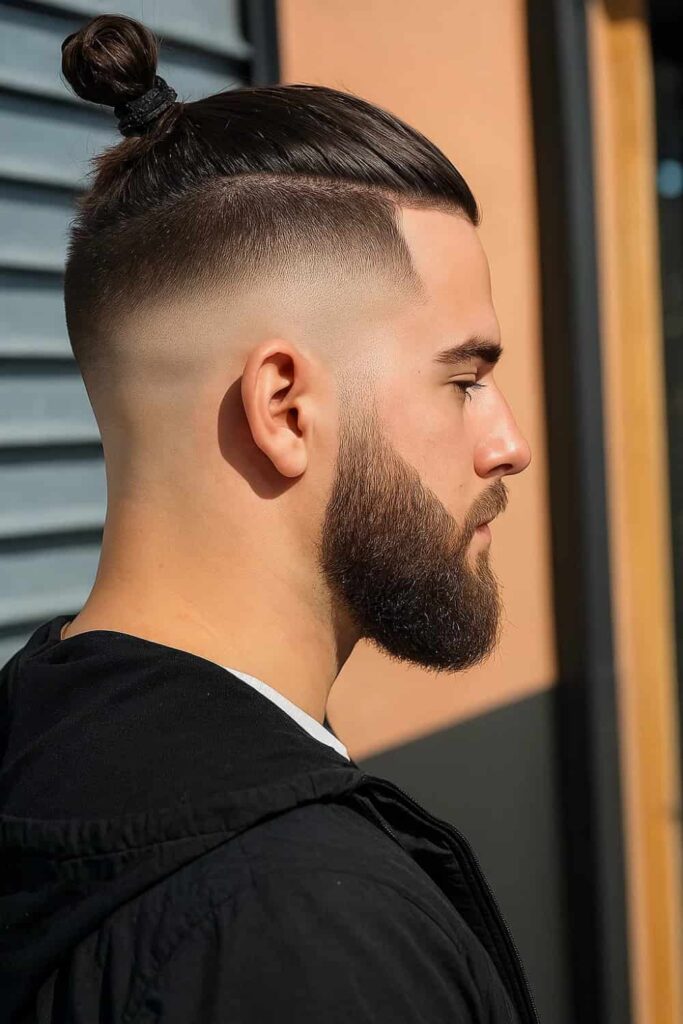 Top Knot with Low Taper Fade