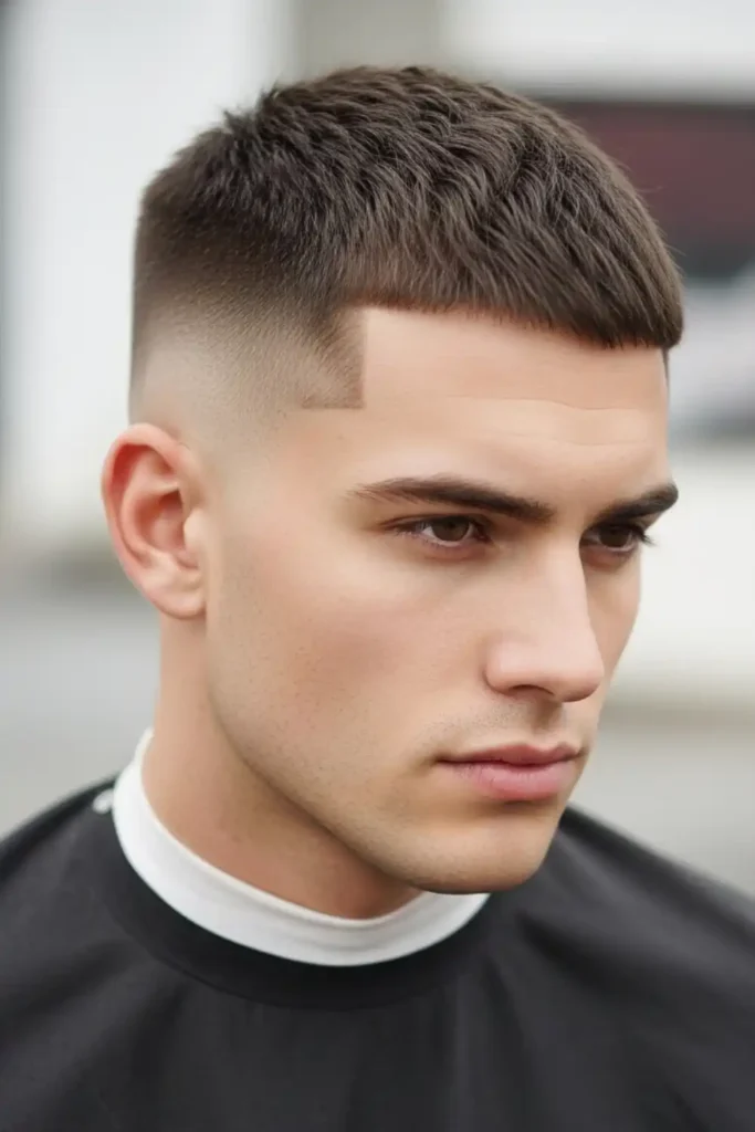 Buzz Cut Low Fade with Low Volume Top