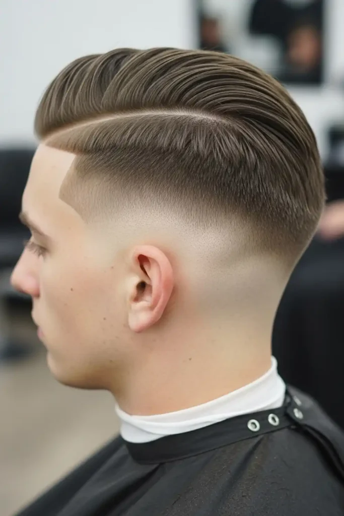 Buzz Cut Low Fade with Side Part