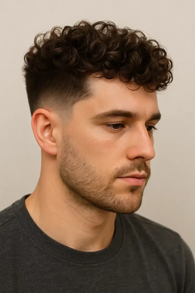 Curly Blowout with Mid Fade