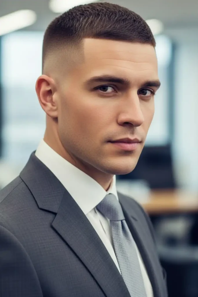 Short Buzz Cut Low Fade for Professional Look
