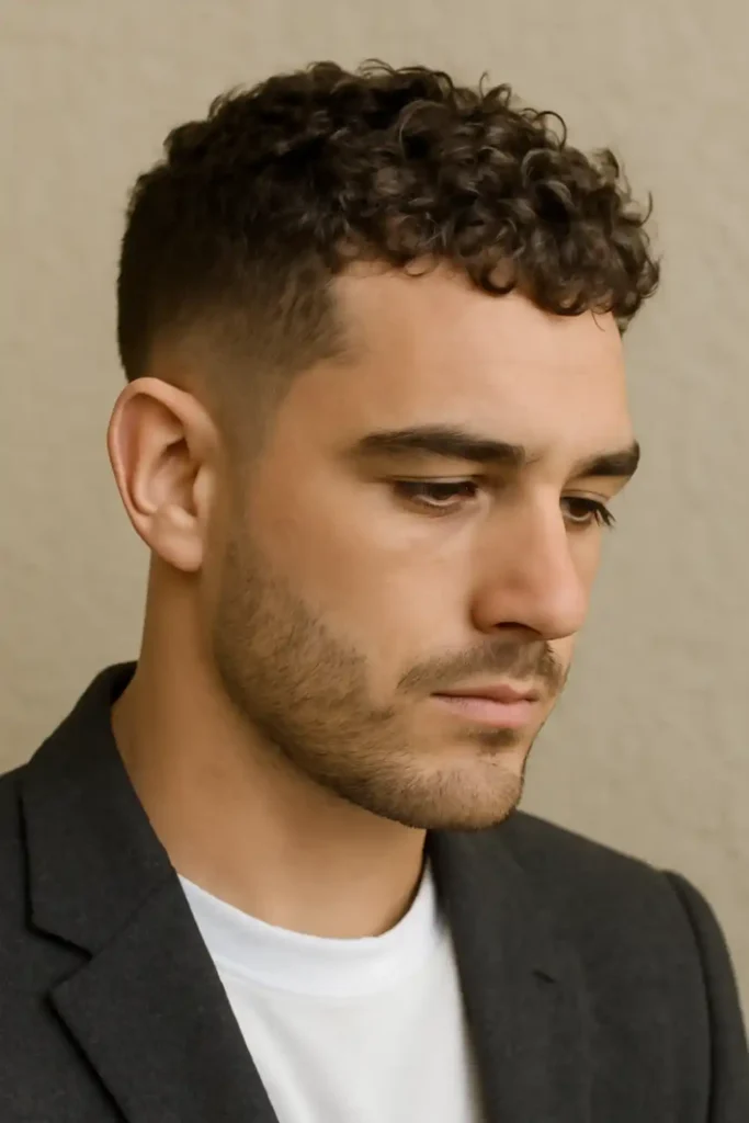 Short Curly Blowout Fade