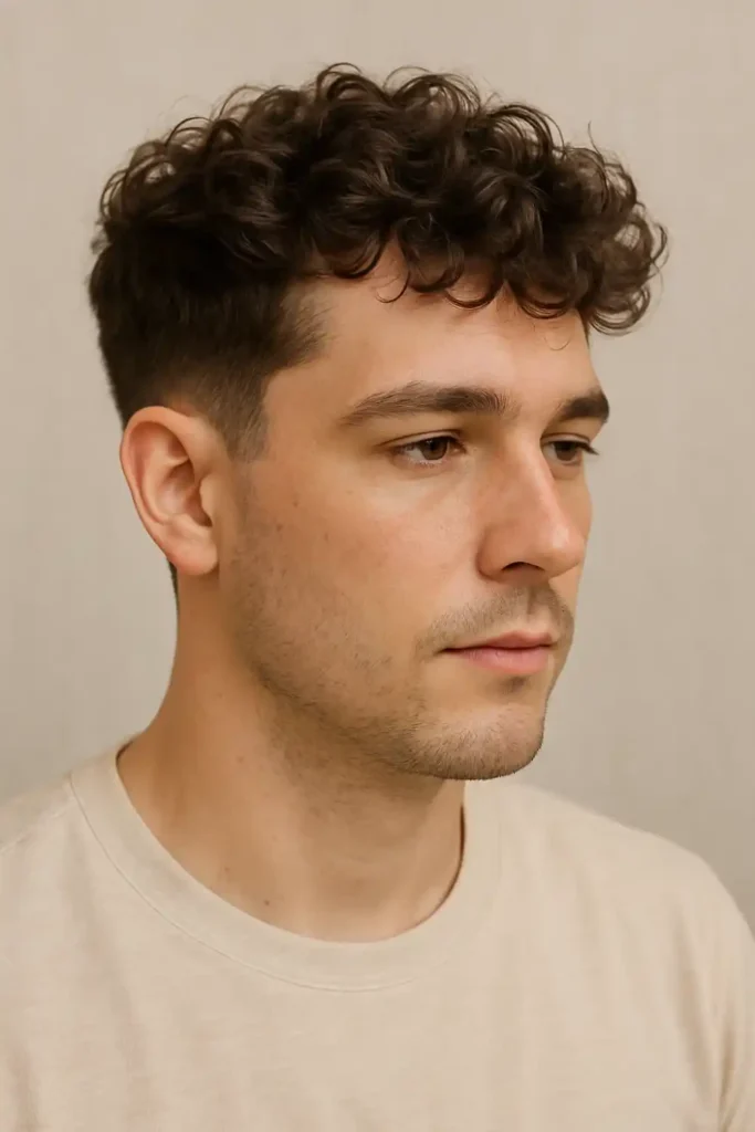 Soft Curly Blowout with Low Fade