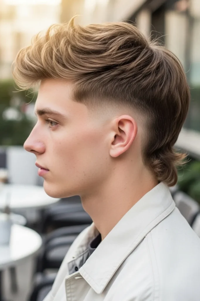 Fluffy Low Taper Fade Mullet