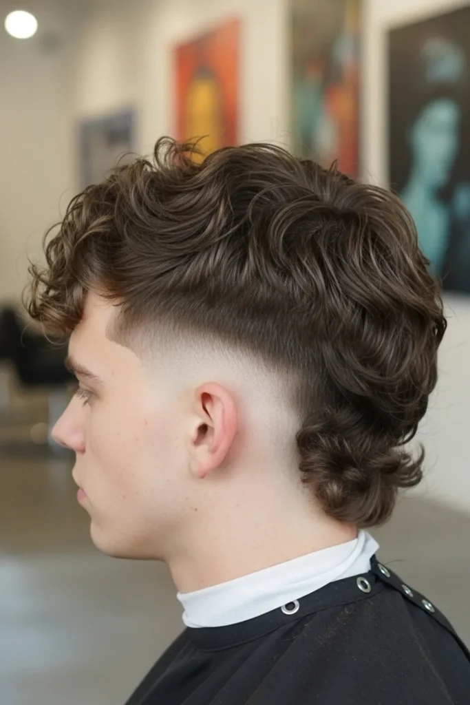 Permed Low Taper Fade Mullet