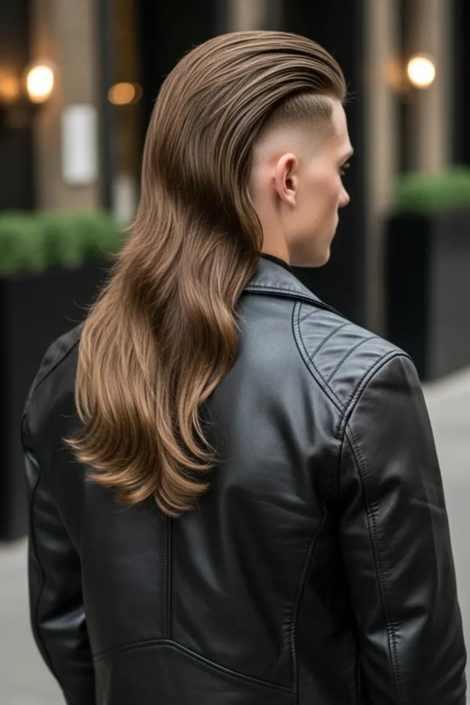 Sexy, Modern Low Taper Fade Mullet (Back View)
