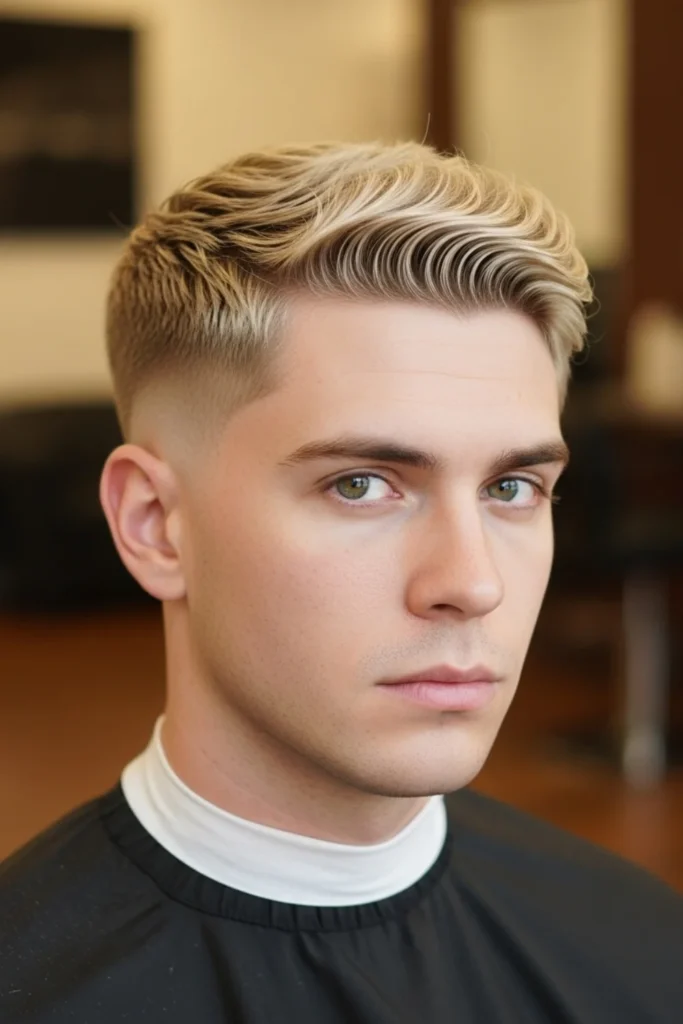 Short Blonde Waves with Taper Faded Sides
