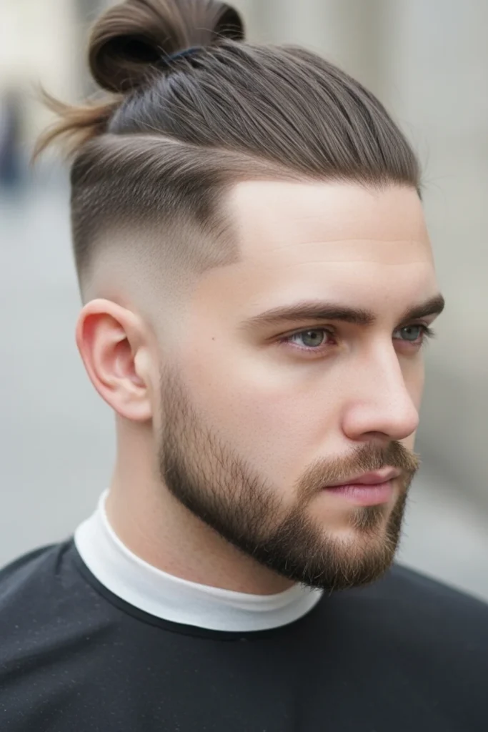 Top Knot with Low Taper Fade
