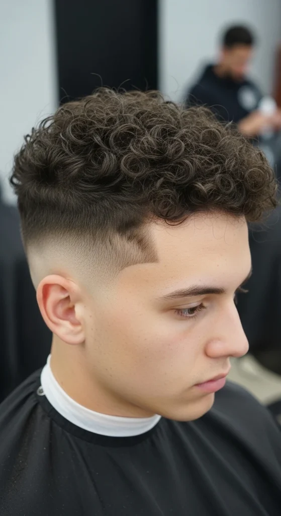 Curly Hair with Low Bald Fade