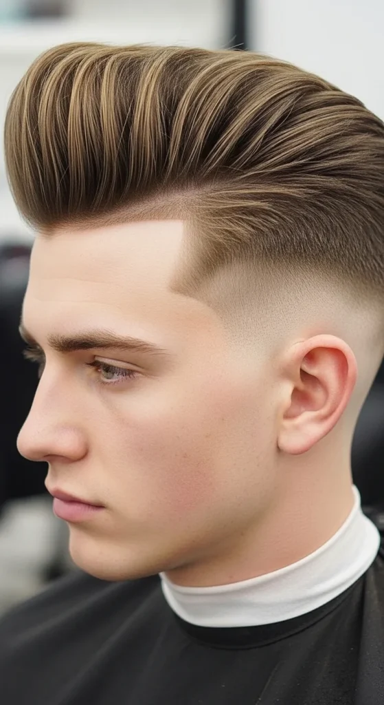 Pompadour with Low Bald Fade