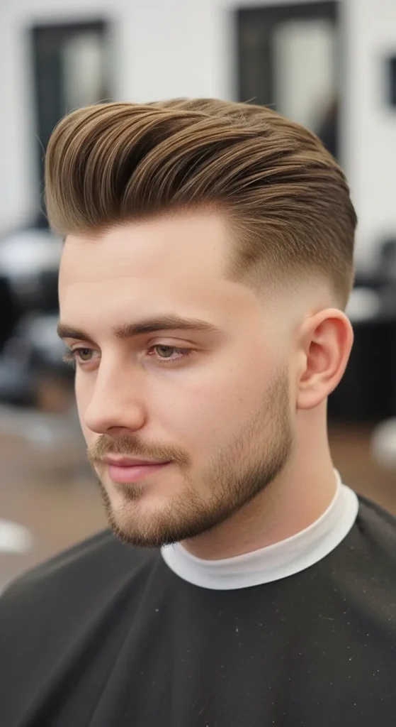 Soft Pompadour Low Bald Fade